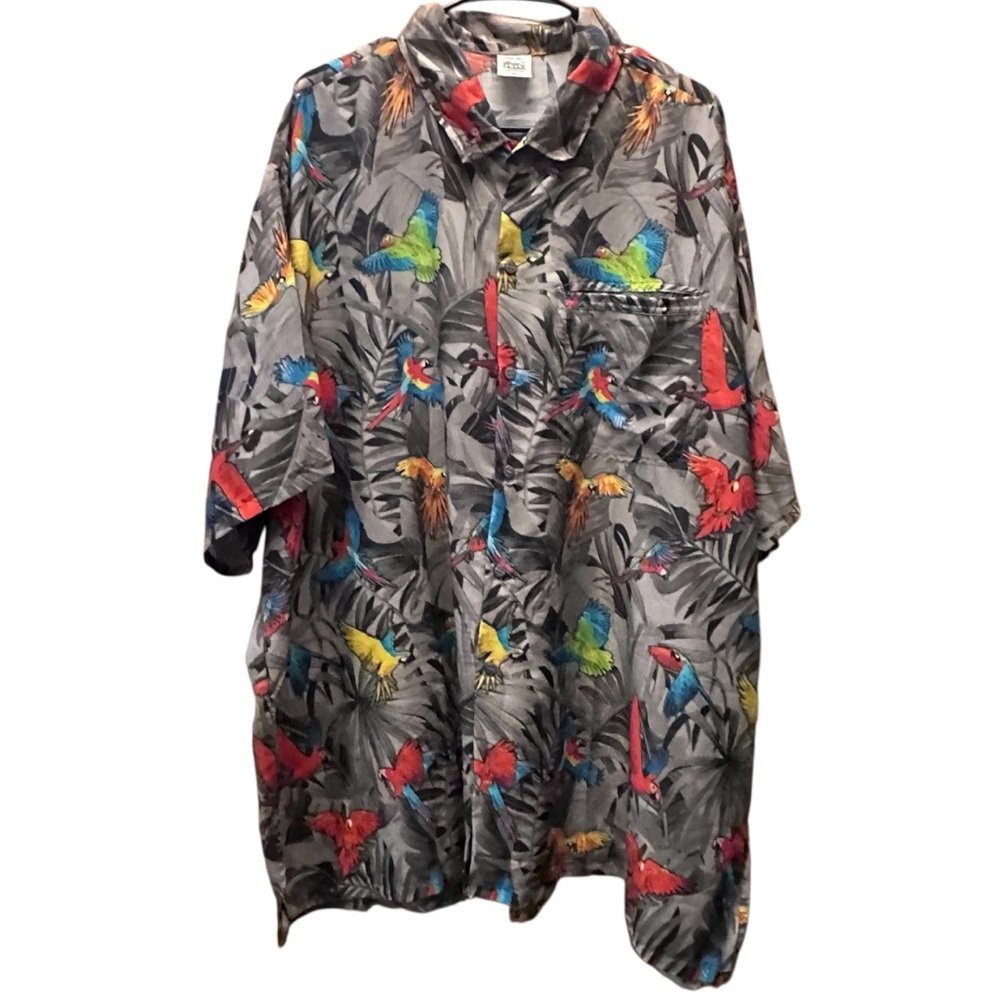Happy Bay men's‎ button down short sleeve parrots hawaiian shirt plus size 3X